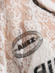 Oversized Lace Graphic Print Sporty Top