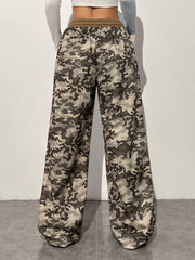 Elastic Waist Camouflage Pattern Wide Leg Loose Sweatpants