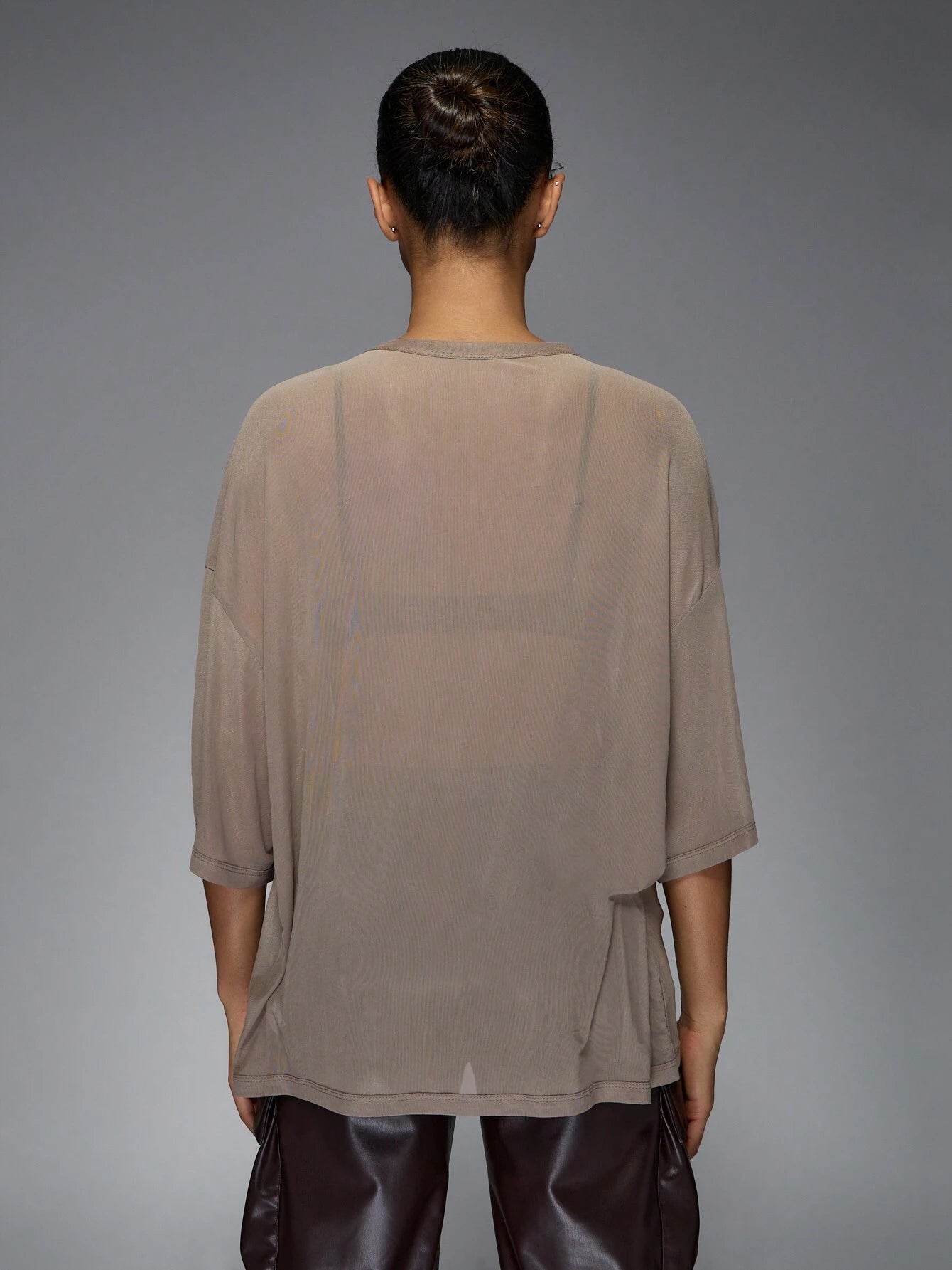 Logo Label Mesh Drop Shoulder Oversized Tee