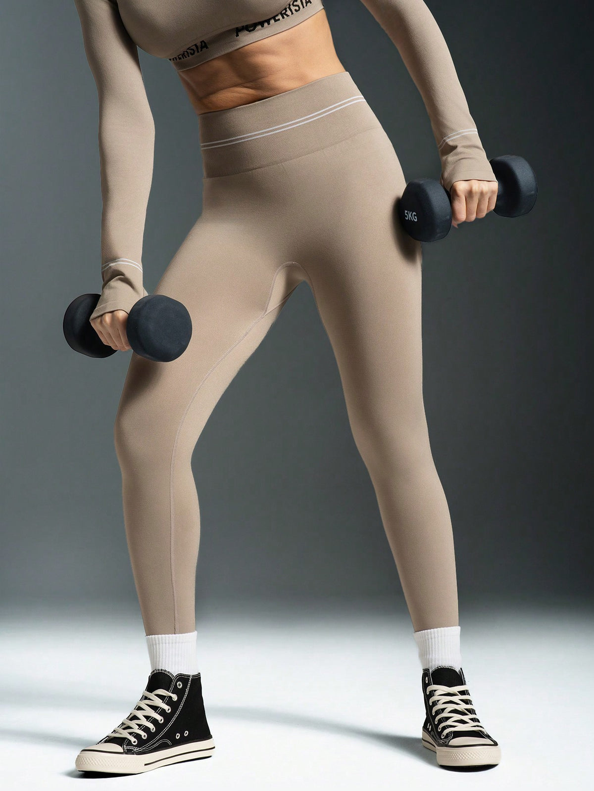 High Waist Seamless Contrast Striped Leggings