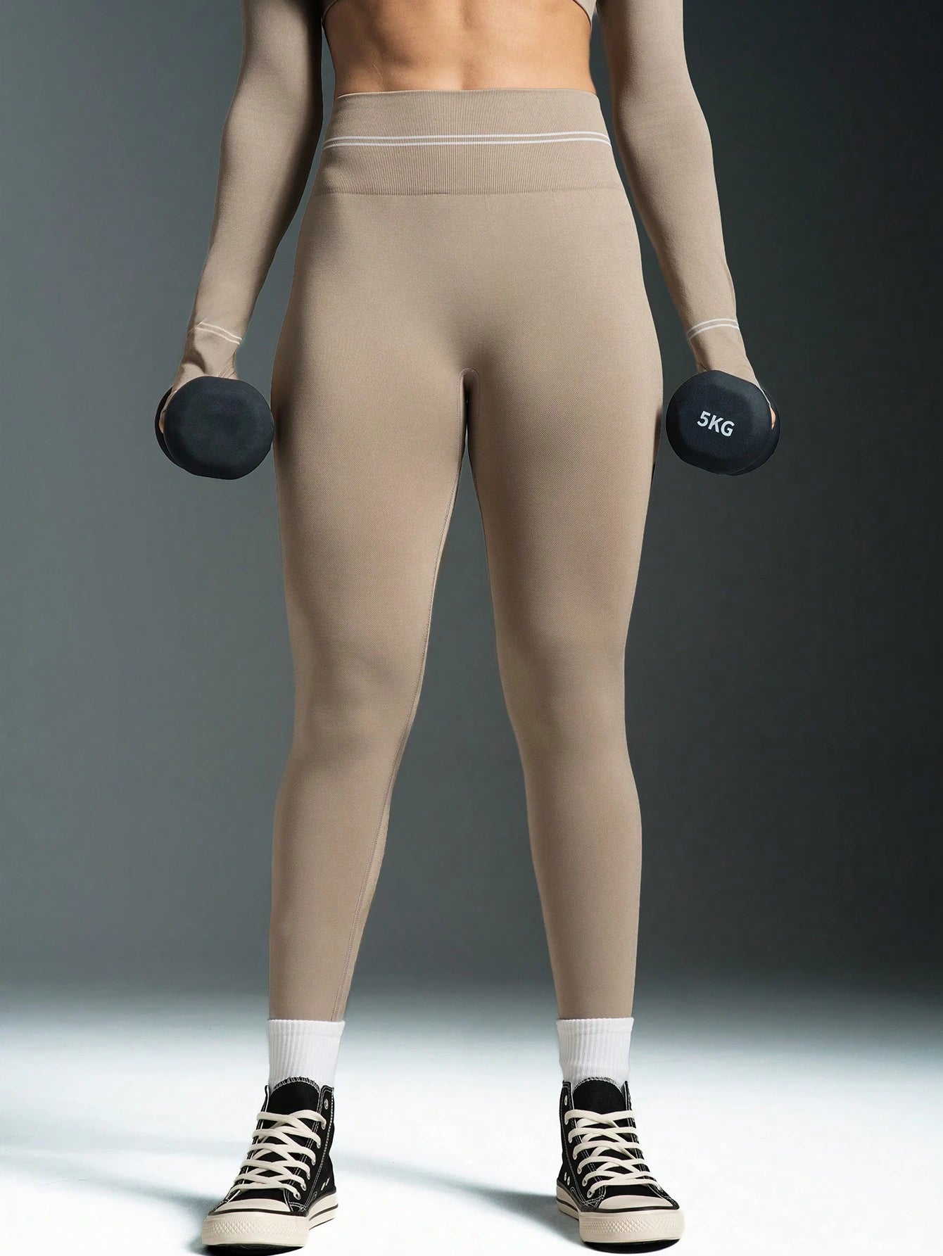 High Waist Seamless Contrast Striped Leggings