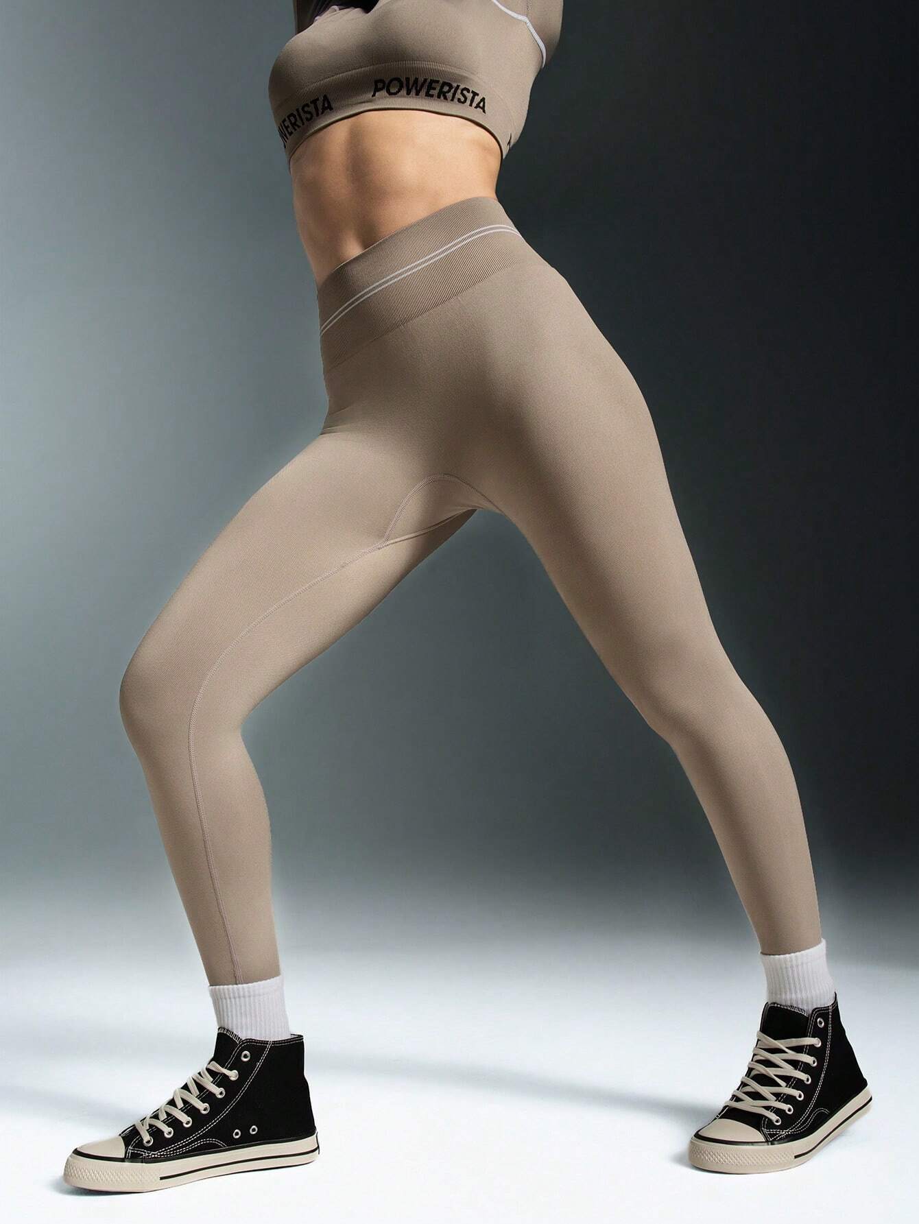 High Waist Seamless Contrast Striped Leggings