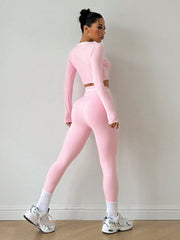 Long Sleeve High-Waist Leggings Sports Set