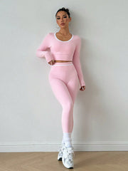 Long Sleeve High-Waist Leggings Sports Set