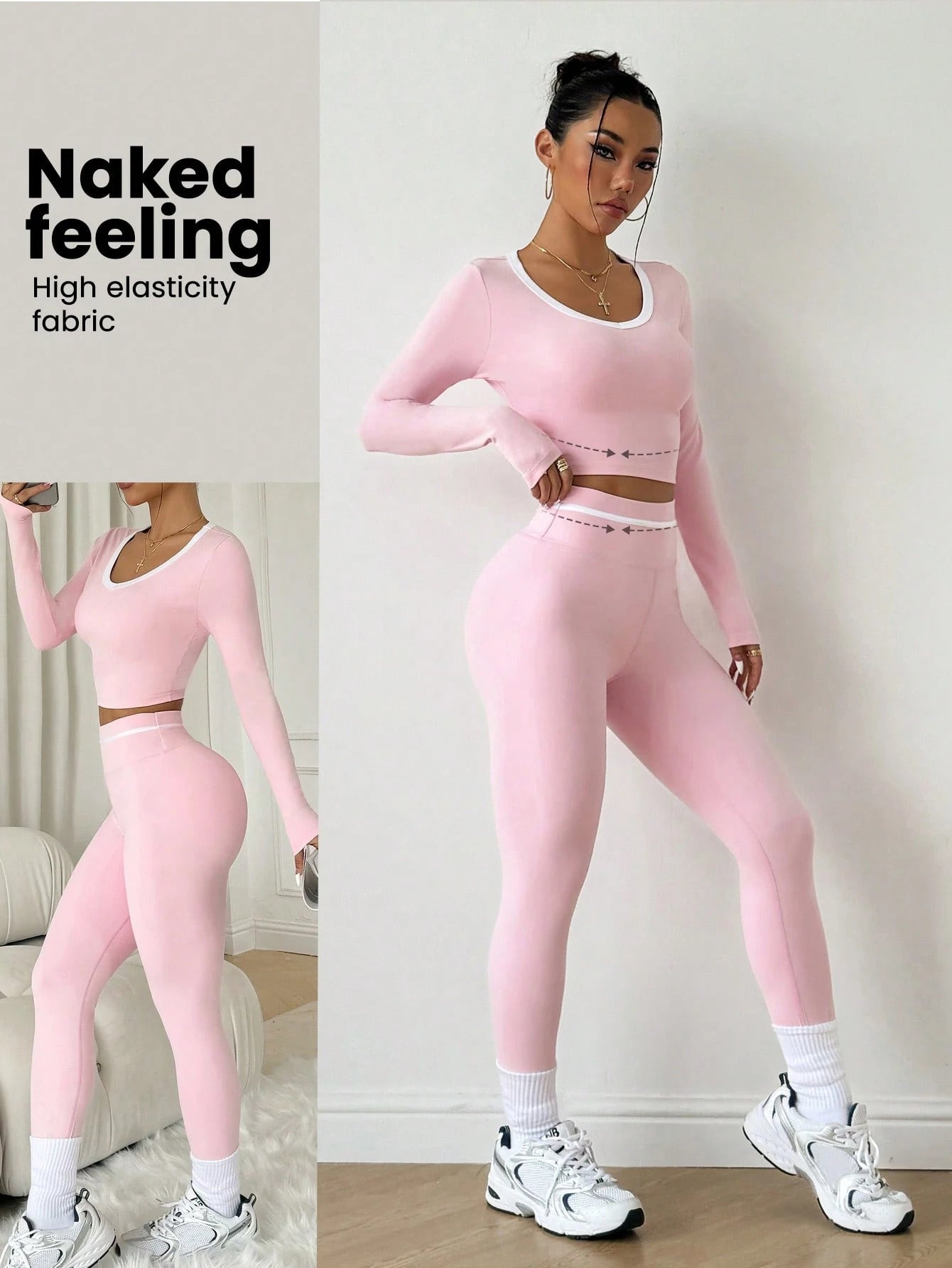 Long Sleeve High-Waist Leggings Sports Set