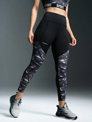 Letter Print High Waist Workout Leggings