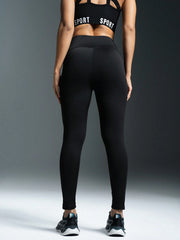 Letter Print High Waist Workout Leggings