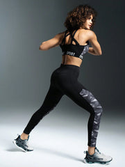 Letter Print High Waist Workout Leggings