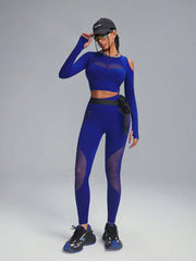 Asymmetric Cropped- Long Sleeve Seamless Sports Tshirt