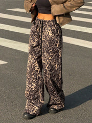 Loose Leopard Print Wide Leg Pants