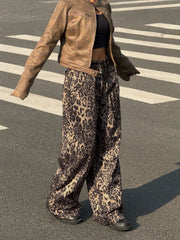 Loose Leopard Print Wide Leg Pants