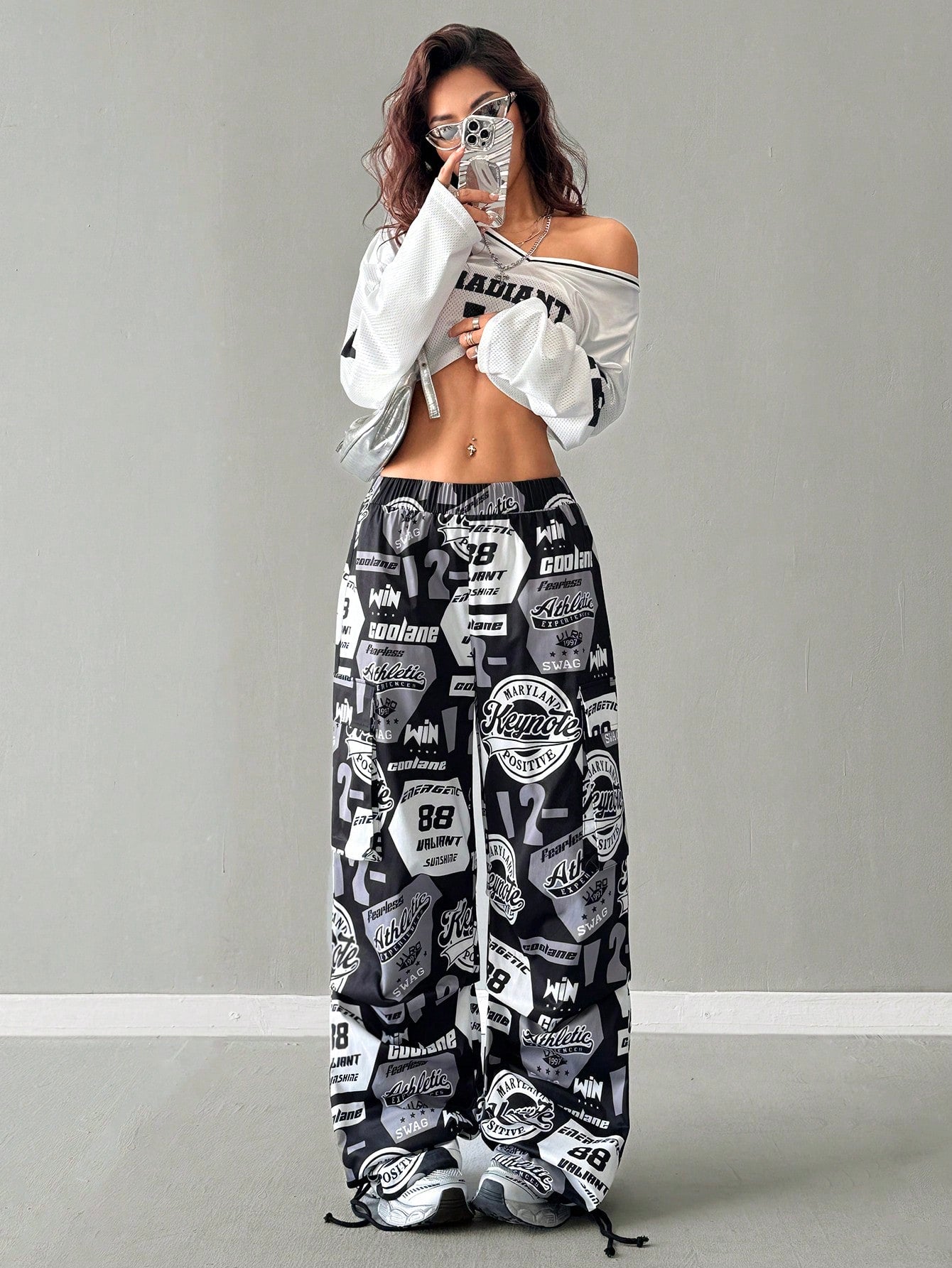 Number Pattern Color-Blocked Soccer Sweatpants