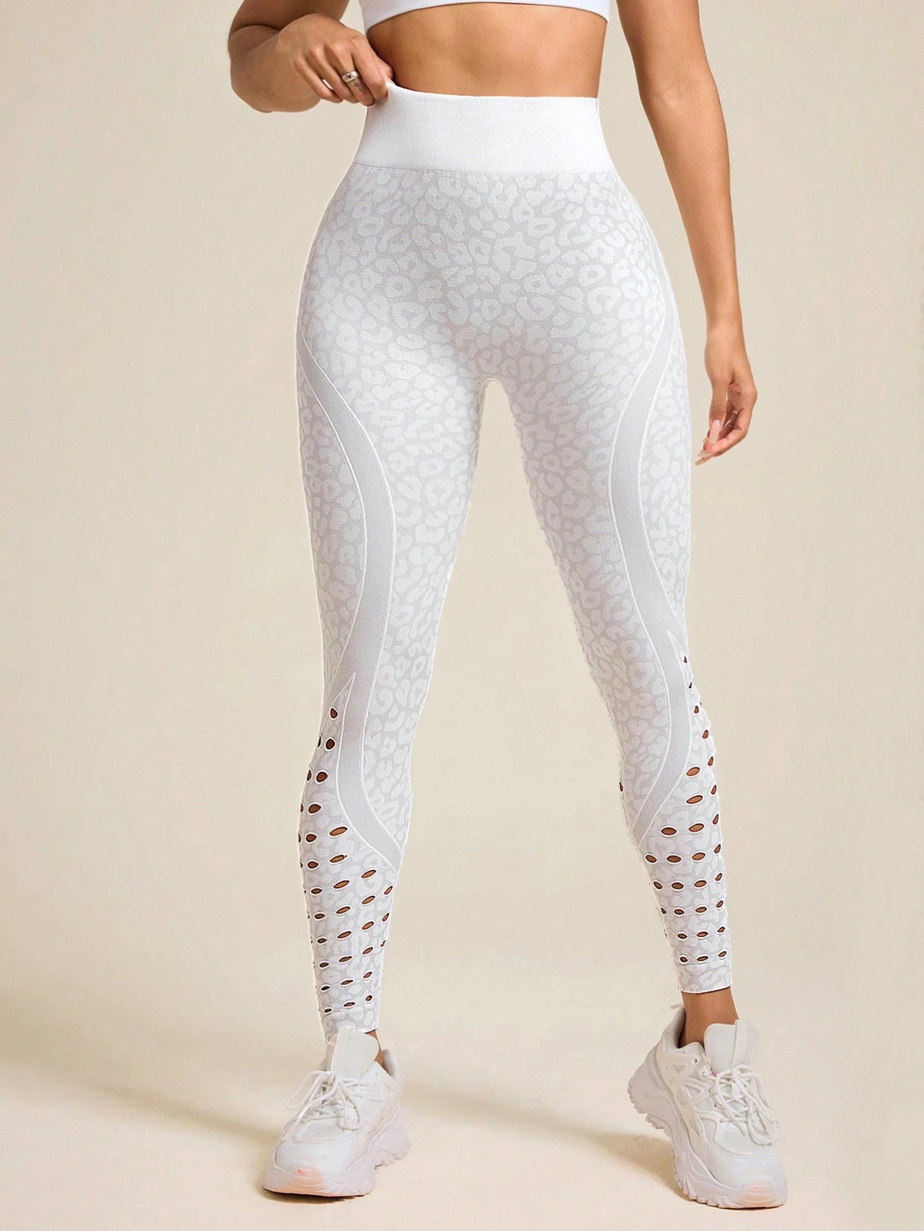 Leopard Print Mesh Cropped Sports Legging