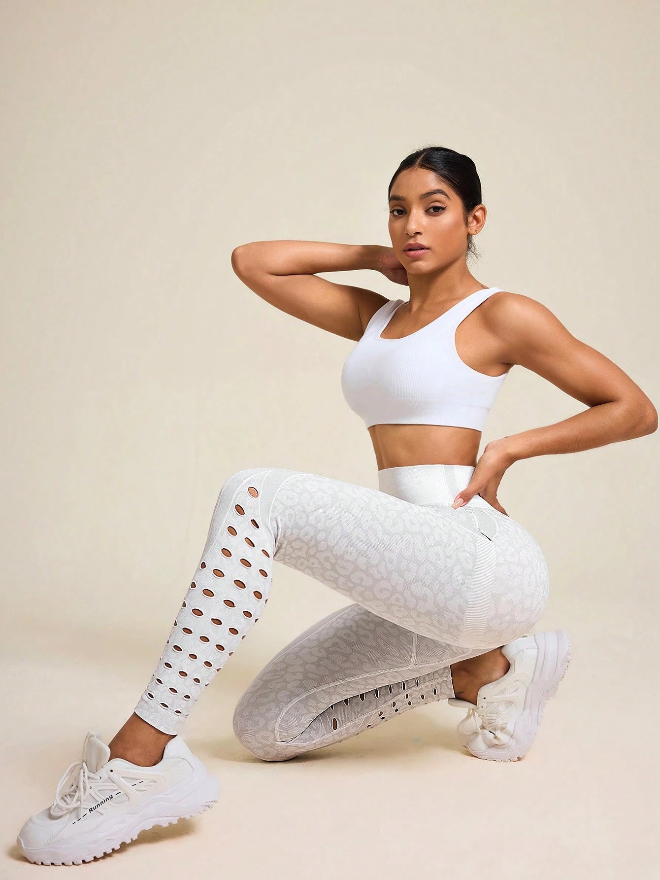 Leopard Print Mesh Cropped Sports Legging