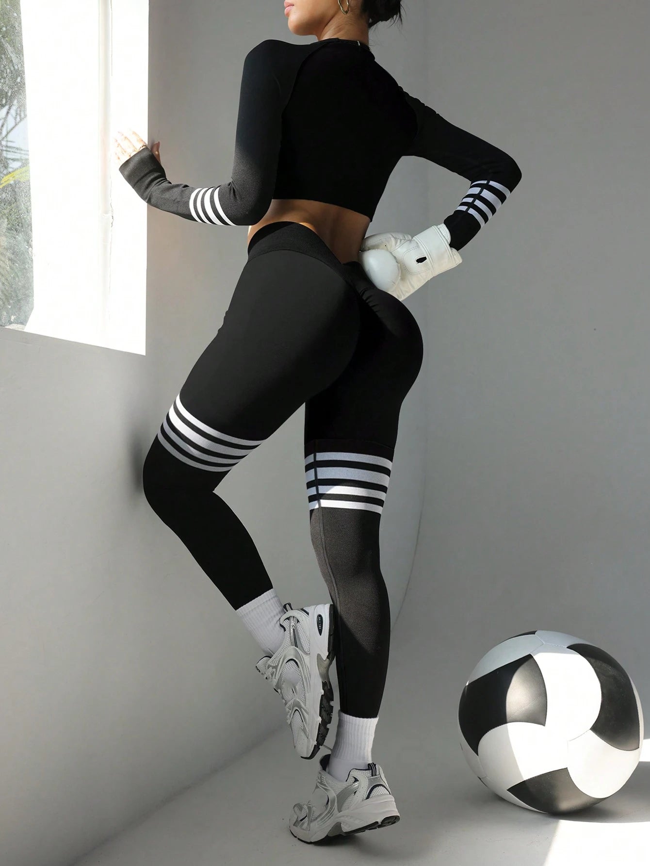 High Elasticity Long Sleeve Top And Pants Yoga Set