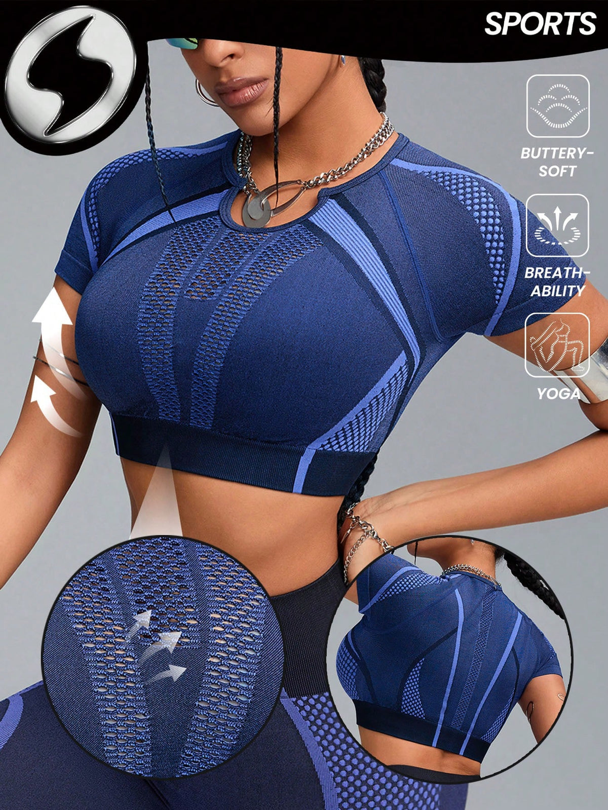 3d  High Elastic Seamless Mesh Breathable Sculpting T-Shirt