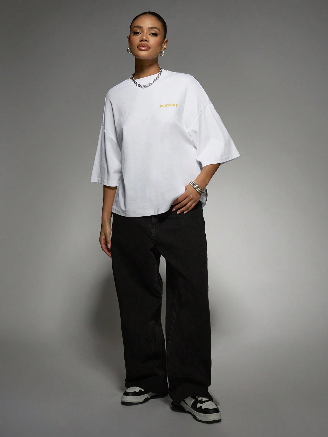 Playboy Magazine Cover Graphic Print Boxy Sleeve T-Shirt