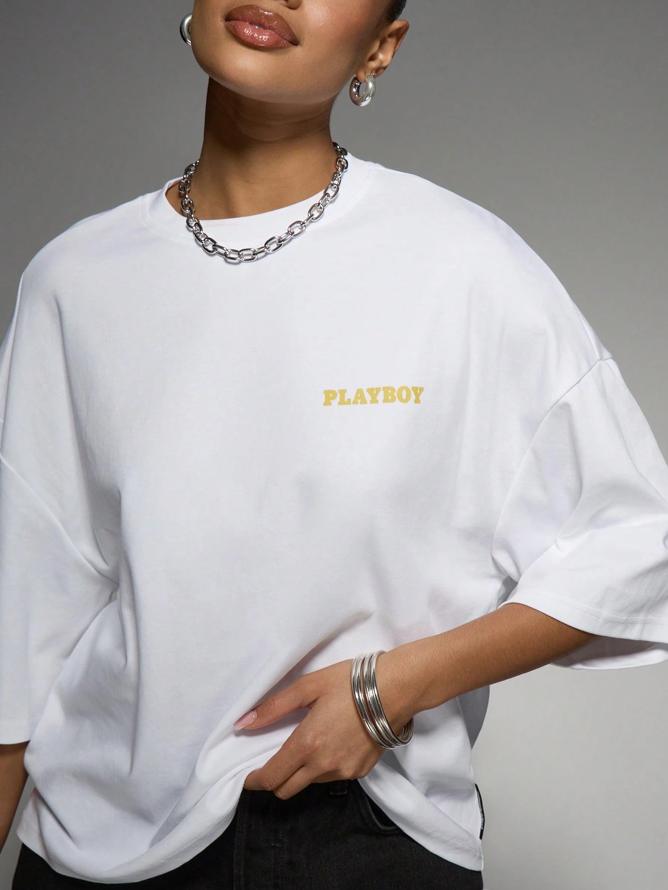 Playboy Magazine Cover Graphic Print Boxy Sleeve T-Shirt