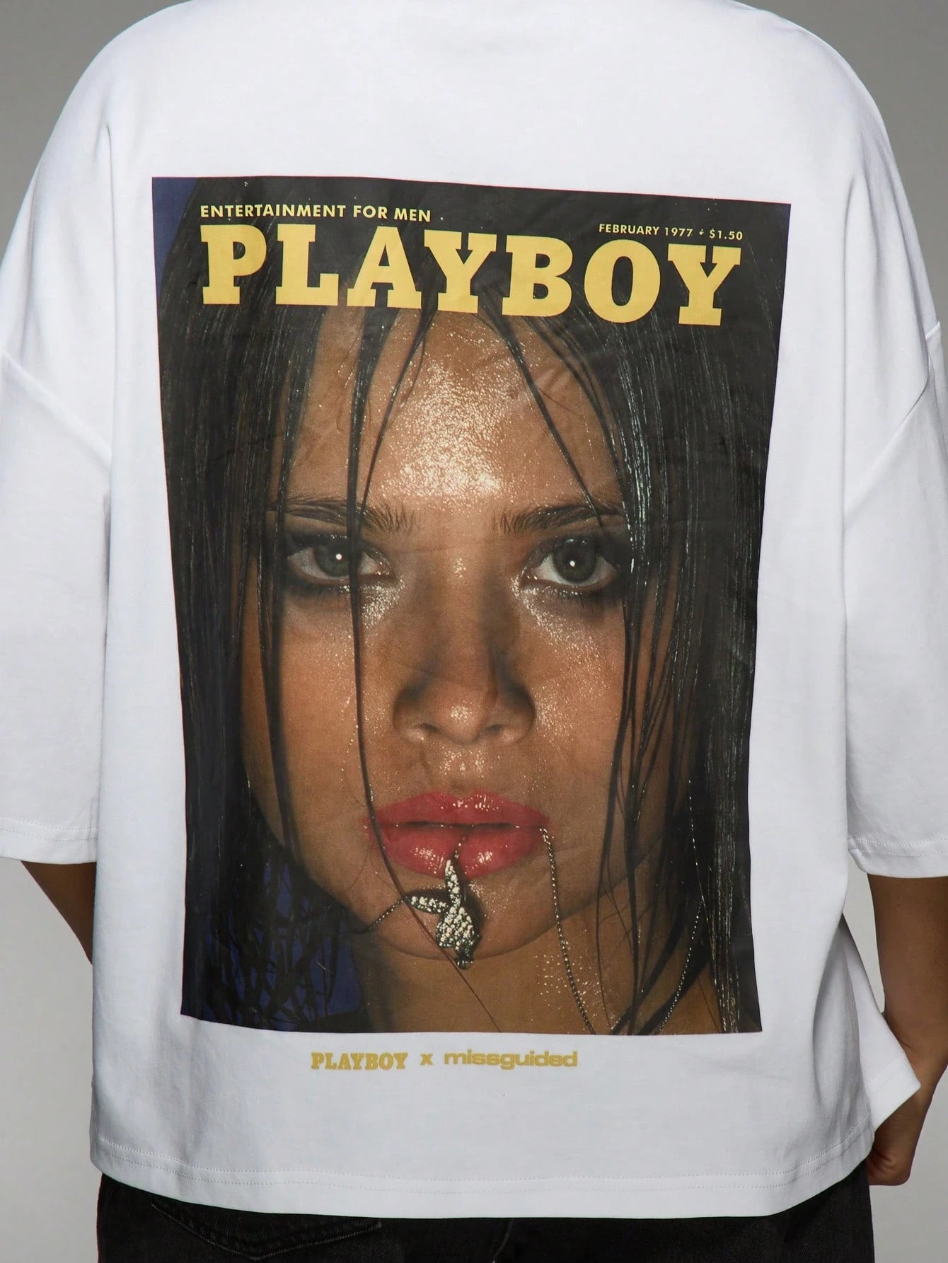 Playboy Magazine Cover Graphic Print Boxy Sleeve T-Shirt