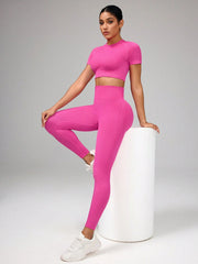 Pink T-Shirt And Pants Yoga Workout set