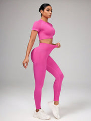 Pink T-Shirt And Pants Yoga Workout set