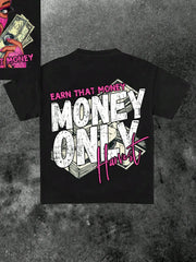 Money Letter Graphic Round Neck Short Sleeve T-Shirt