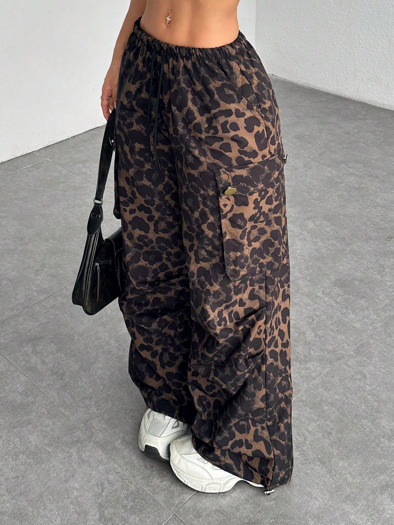 Leopard Print Cargo Trousers