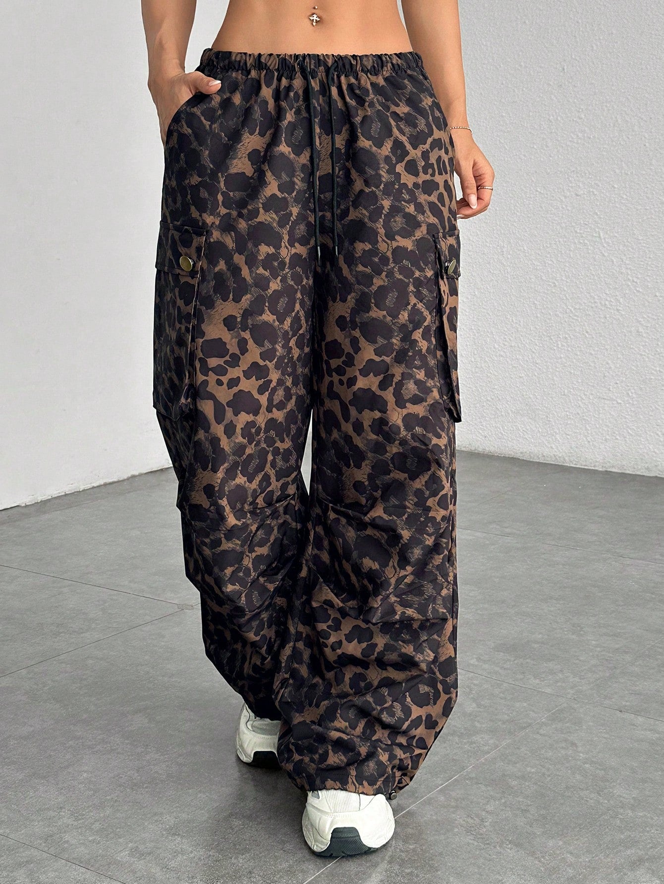 Leopard Print Cargo Trousers