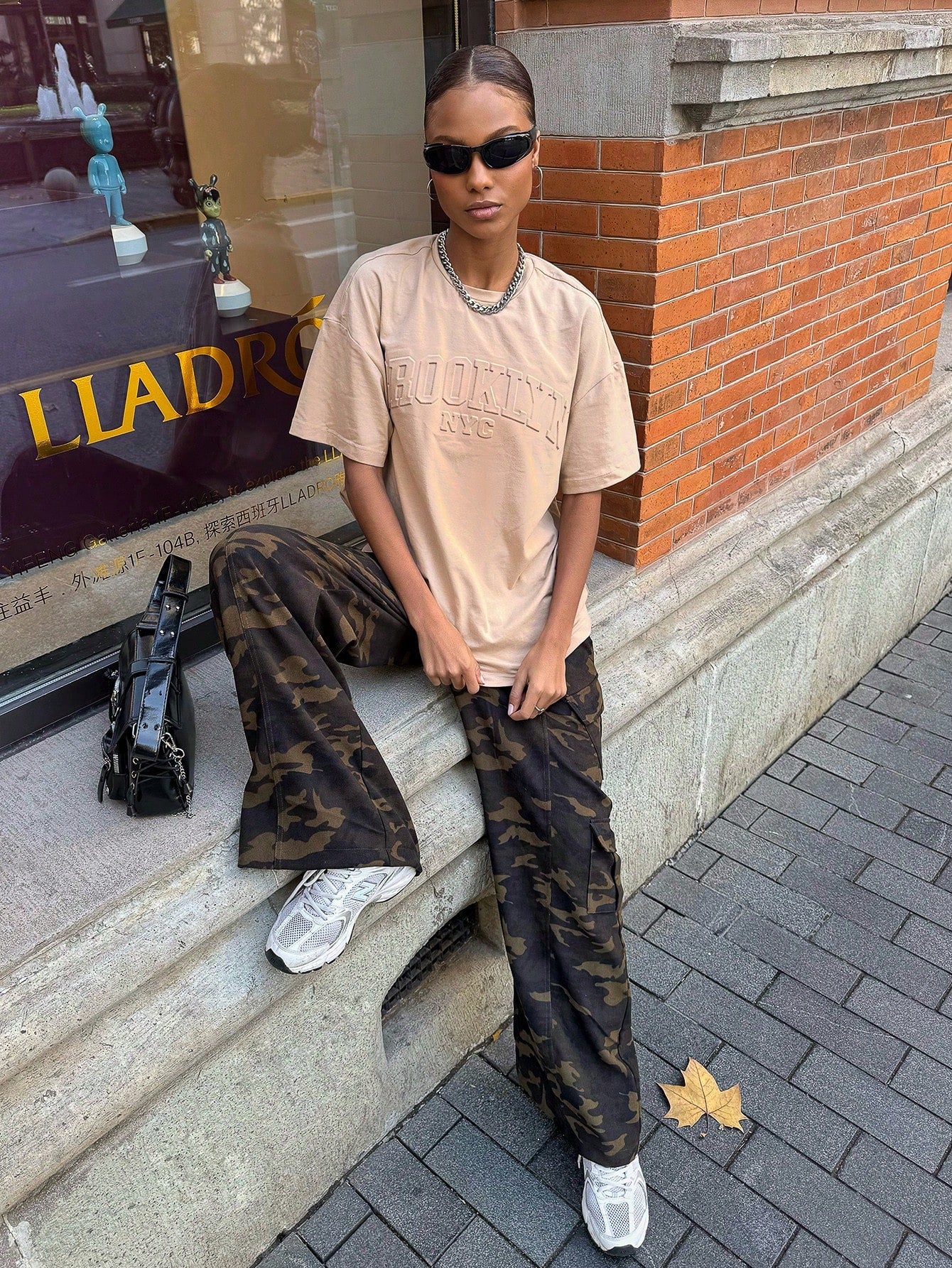 Solid Letter Embossed Drop Shoulder Tee