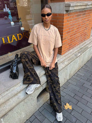 Solid Letter Embossed Drop Shoulder Tee