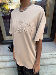 Solid Letter Embossed Drop Shoulder Tee