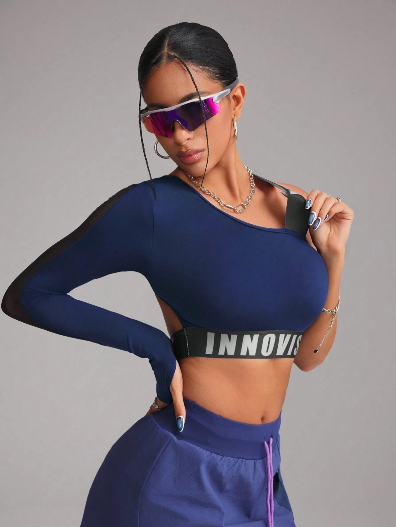 Asymmetrical Cropped- Long Sleeve Sports Sweatshirt
