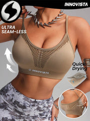 Hollow Out Breathable Mesh Cut Out High Elastic Seamless Sports Bra