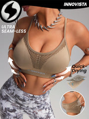 Hollow Out Breathable Mesh Cut Out High Elastic Seamless Sports Bra