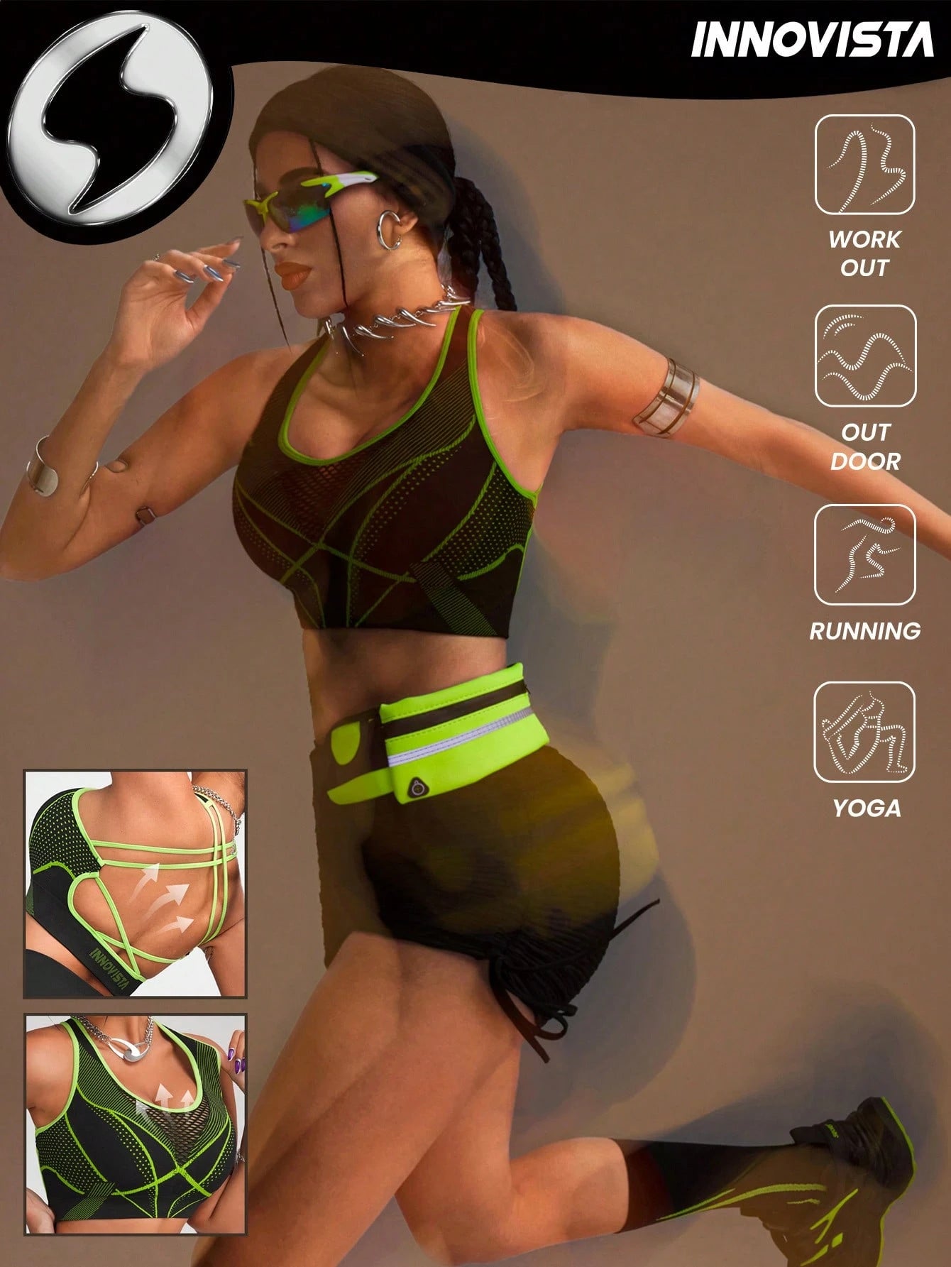 Breathable Mesh Seamless High Elastic Sports Bra