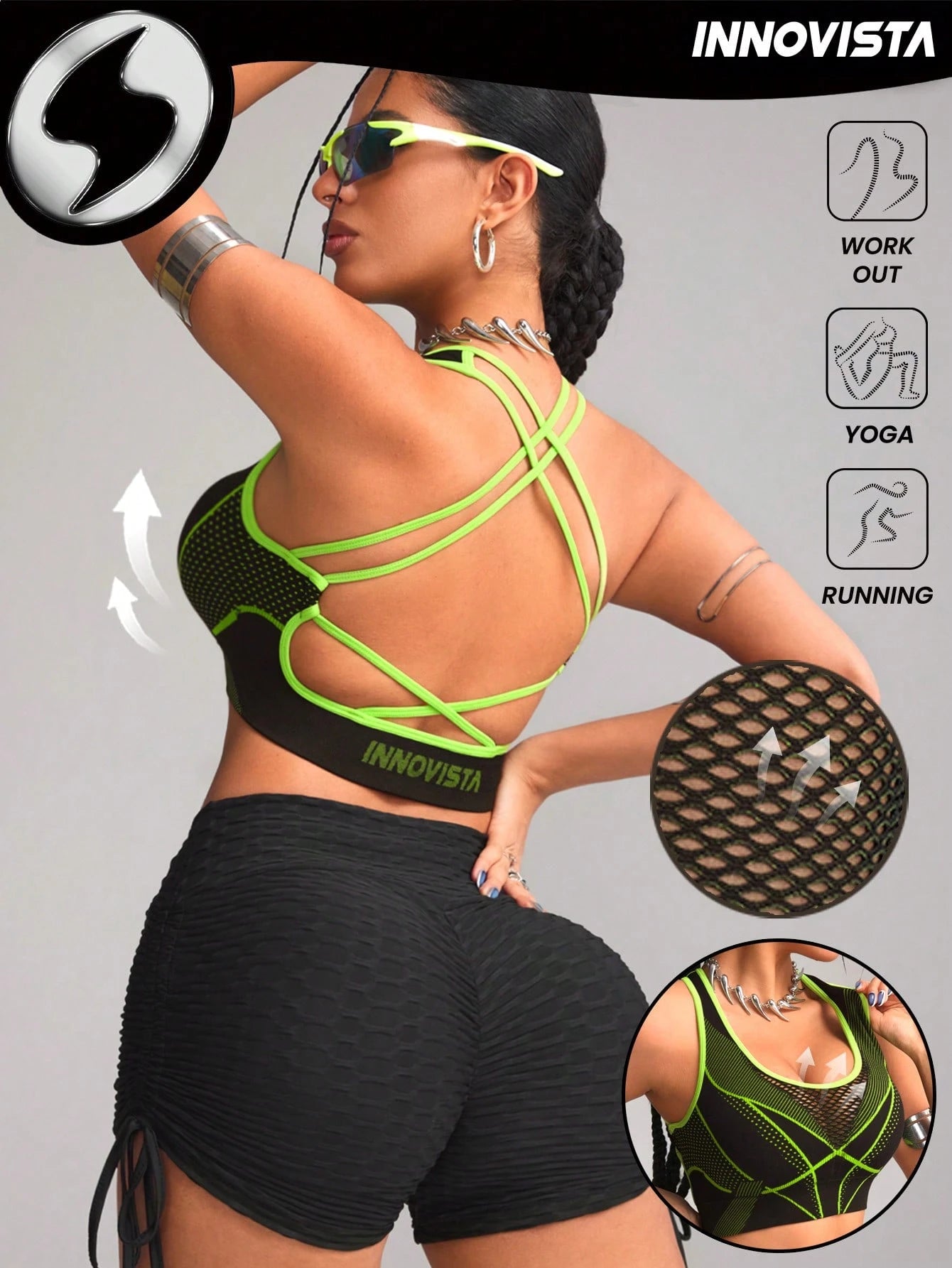 Breathable Mesh Seamless High Elastic Sports Bra