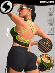 Breathable Mesh Seamless High Elastic Sports Bra