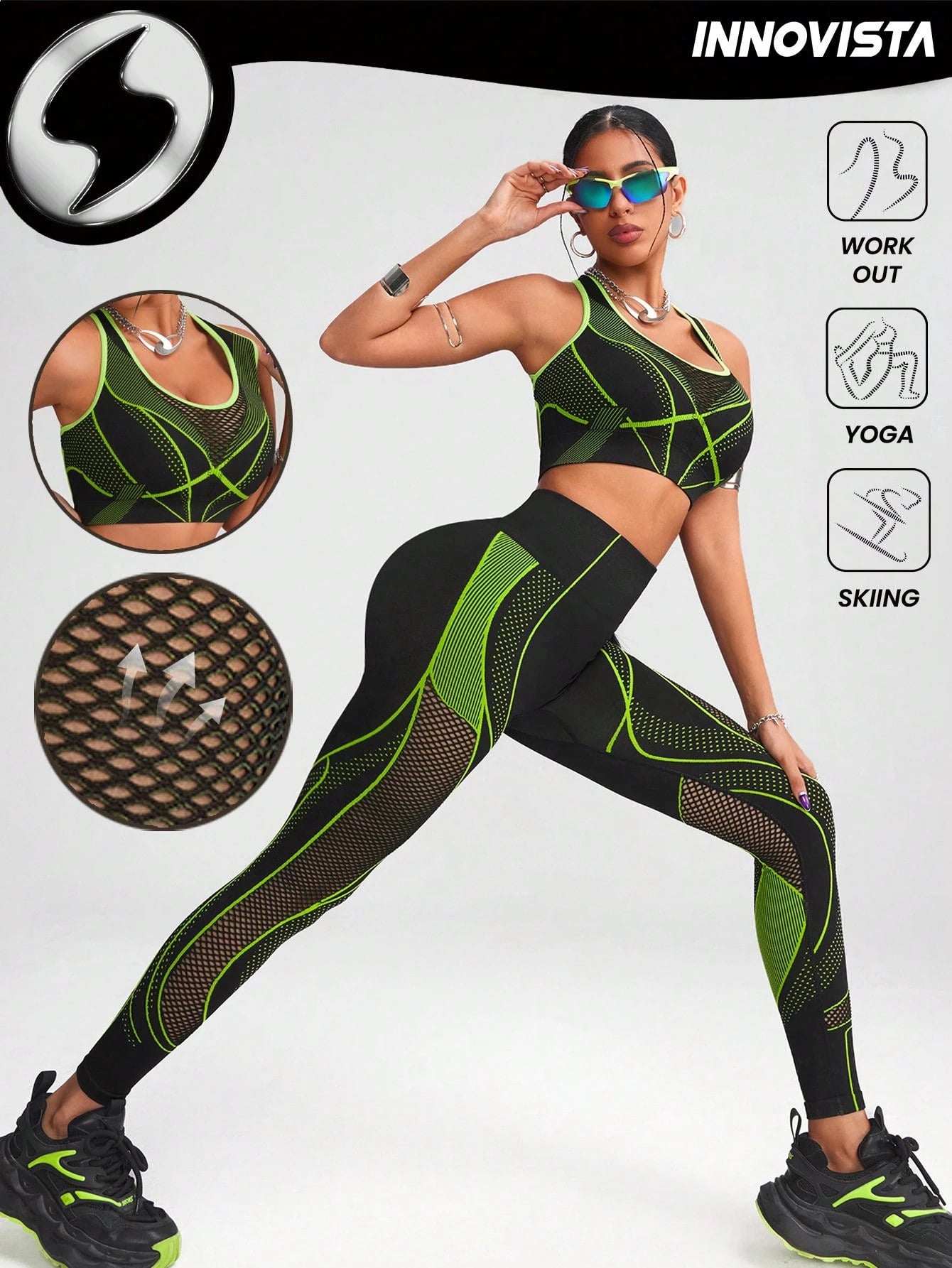 Breathable Mesh Seamless High Elastic Sports Bra