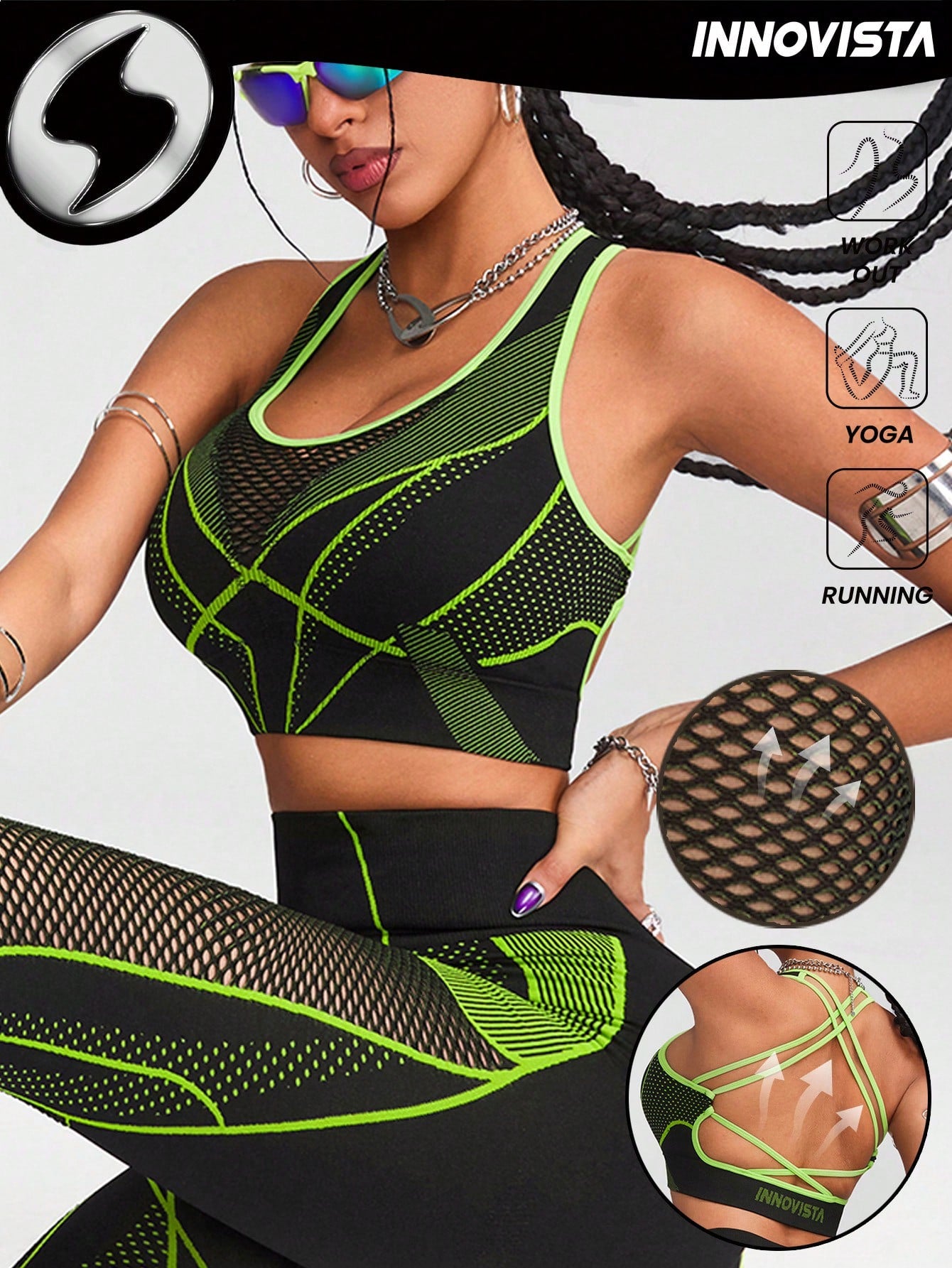 Breathable Mesh Seamless High Elastic Sports Bra