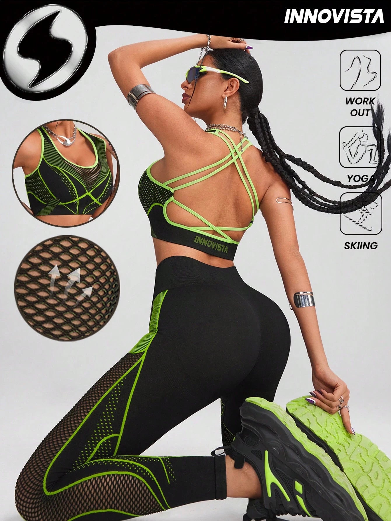 Breathable Mesh Seamless High Elastic Sports Bra