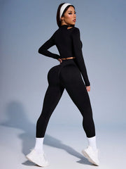 Tight High Waist Zip-Up Yoga Suit