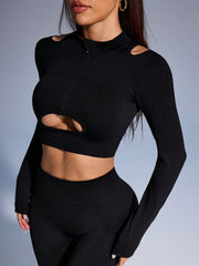 Tight High Waist Zip-Up Yoga Suit