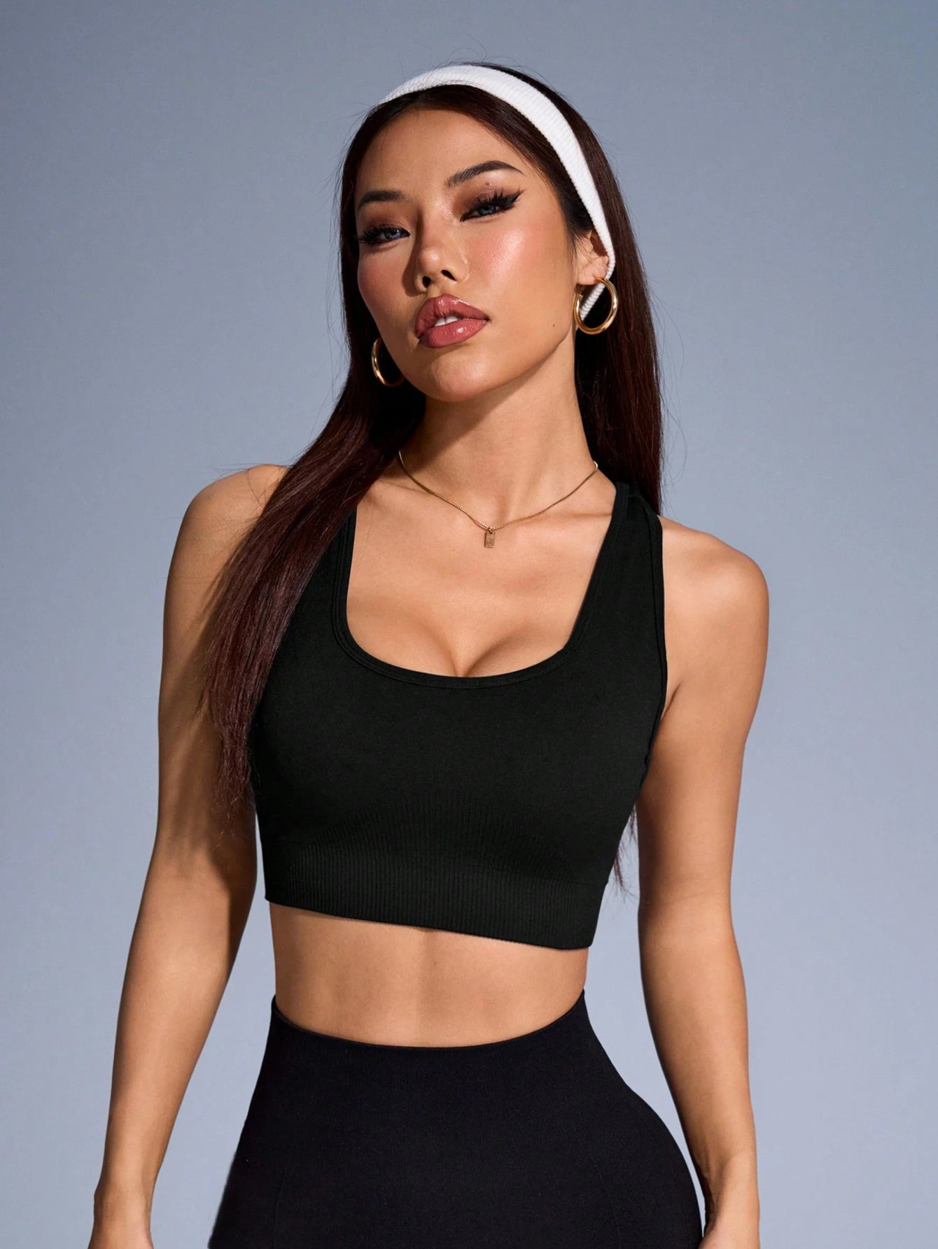 Seamless Knit Sports Bra With Racerback Design