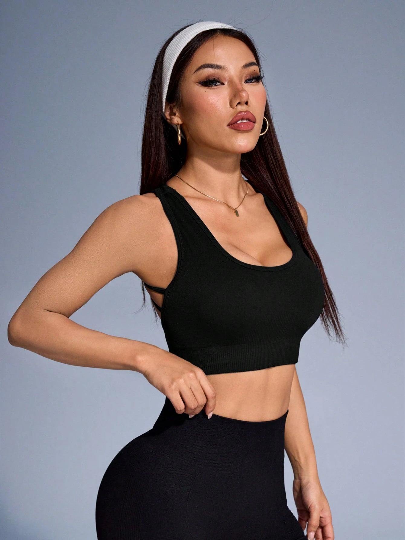 Seamless Knit Sports Bra With Racerback Design