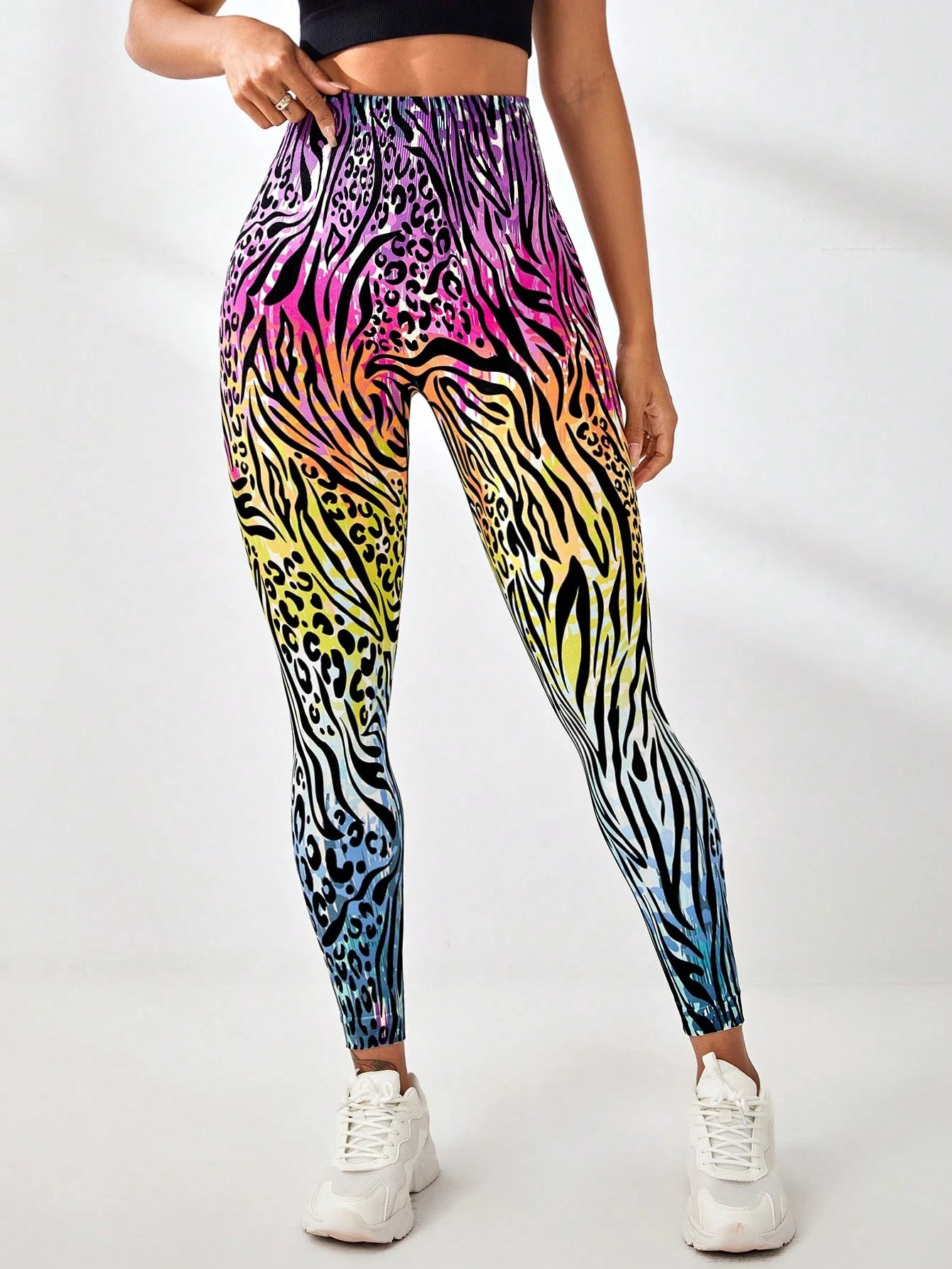 Seamless Leopard & Zebra Print Stretchy Legging