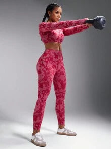 Autumn Full Print Elastic Sports Leggings