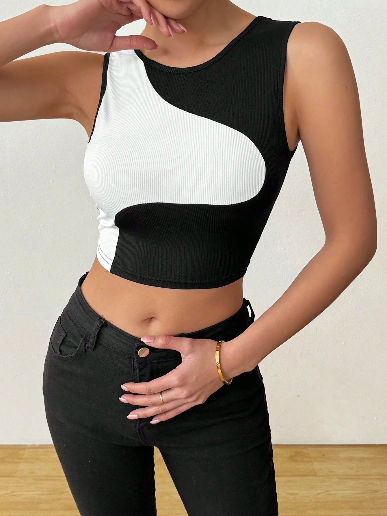 Chiquease Patchwork Slim Fit Cropped Tank Top