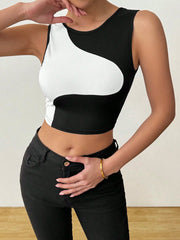 Chiquease Patchwork Slim Fit Cropped Tank Top