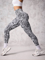 Seamless Leopard Multi-Color Jacquard Pattern Legging