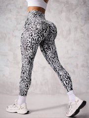 Seamless Leopard Multi-Color Jacquard Pattern Legging